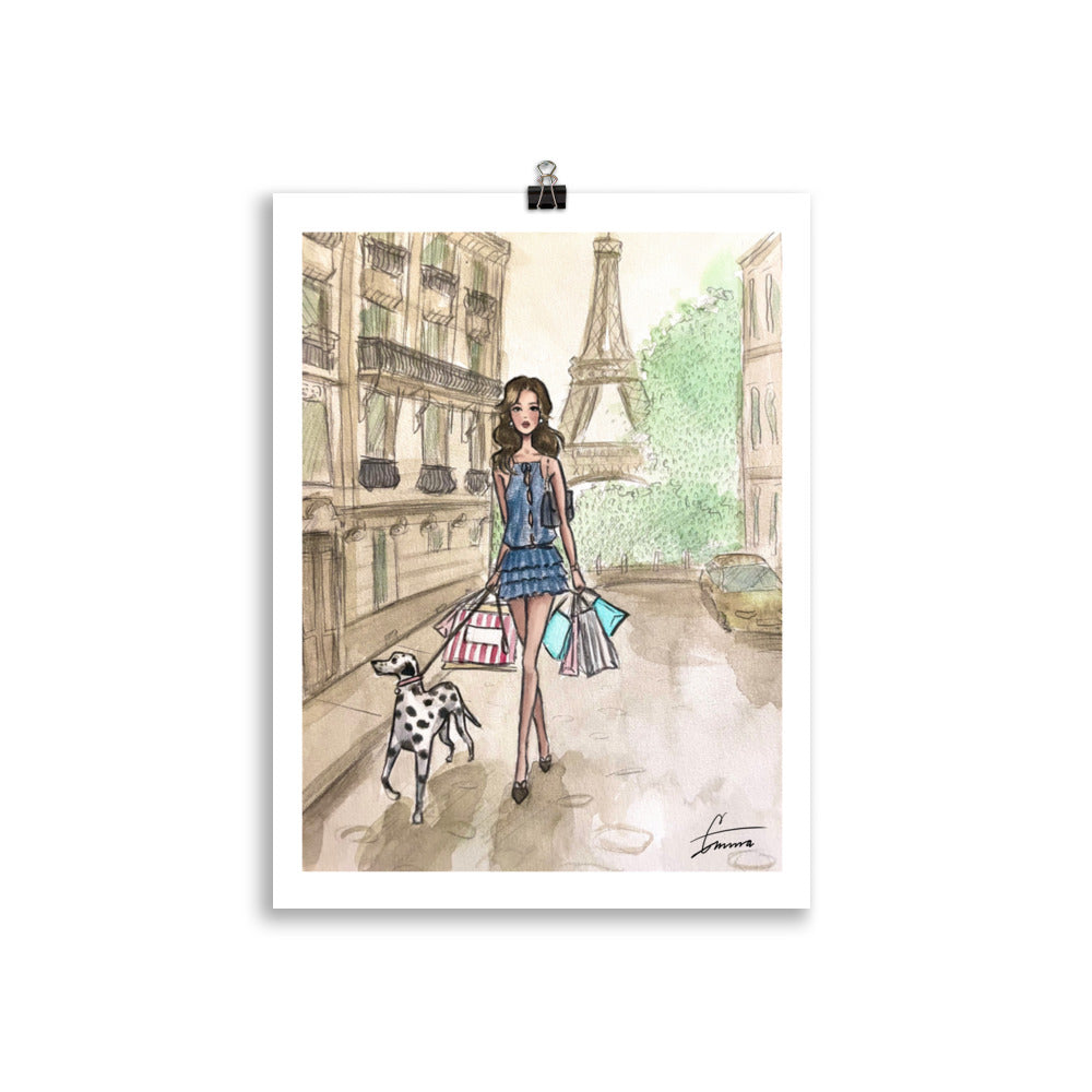Shopping in Paris print - emmzonn