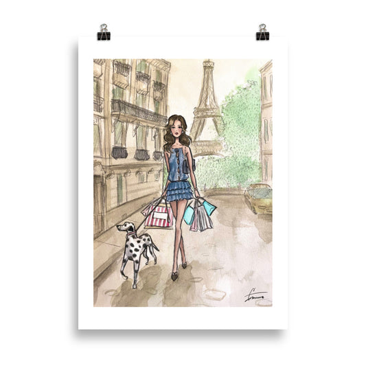 Shopping in Paris print - emmzonn